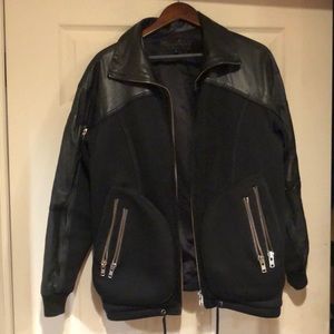 Skingraft tech jacket with leather contrast sz S